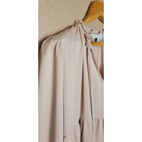 Pinch Womens Blush Pink Ruffled Long Sleeve Peasant Dress Top Size M - Picture 4 of 9